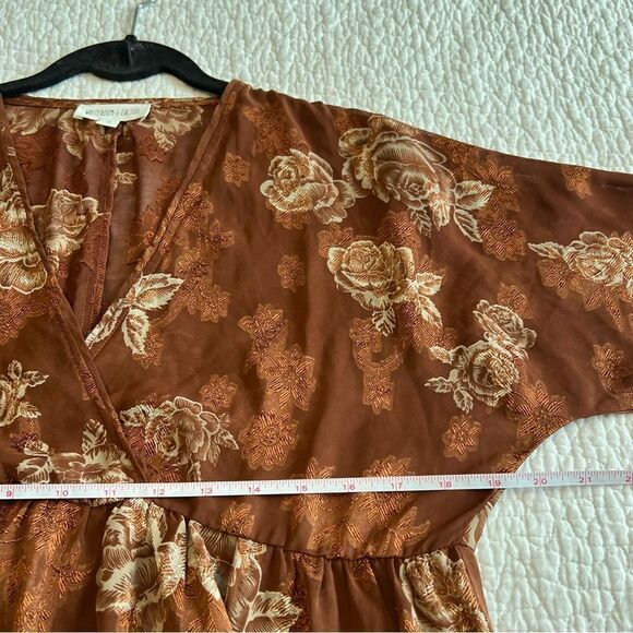 ✨ Whiteroom + Cactus Brown Floral Sheer Long Sleeve Top Small - Picture 9 of 10